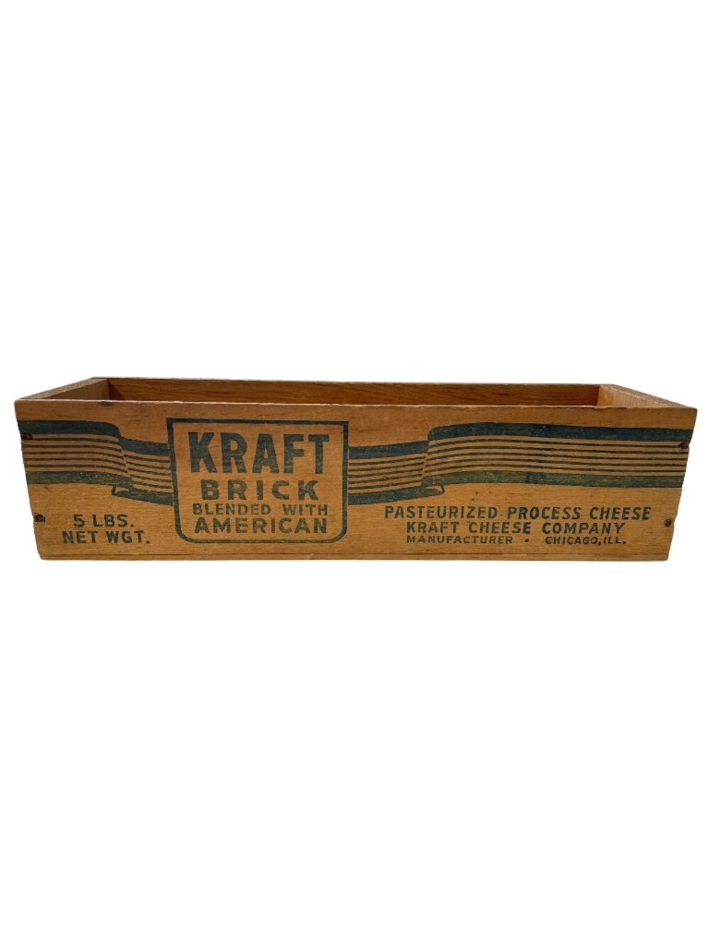 Vintage Kraft Wooden Cheese Box Pasteurized Process American Rustic Farm Decor